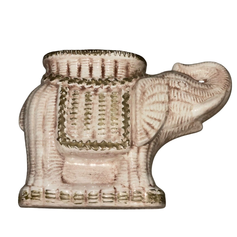 Vintage 1976 Handmade‎ Ceramic Elephant Vase Decor